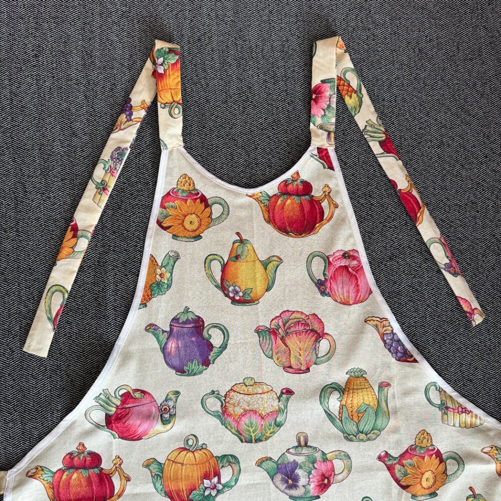 Full Apron Adorable Teapots Baking Cooking Crafting Workwear - Picture 6 of 16